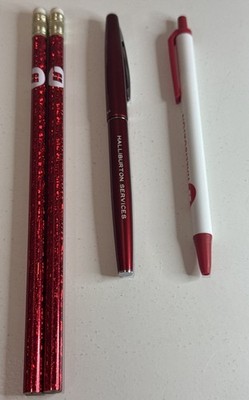 Halliburton Oil Co Pen & Pencil Lot (4) / Oilfield Advertising / Flying H Energy