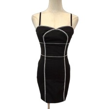Guess Jeans Black Mini Dress Bustier Size 1 Juniors Short  White Trim Lined 