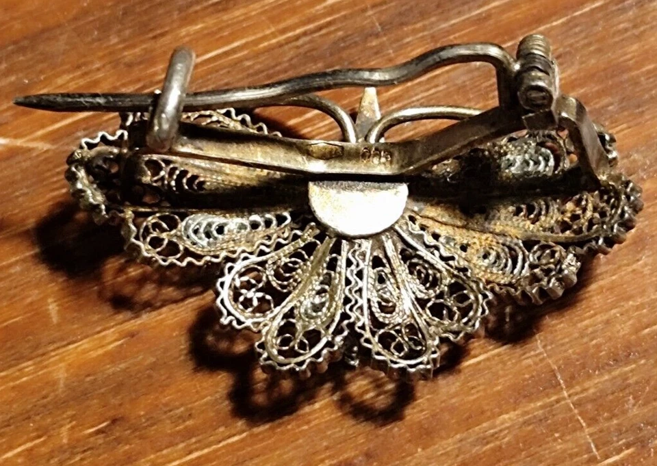 Spilla vintage anni'50 farfalla filigrana argento 800 genova - Immagine 4 di 4