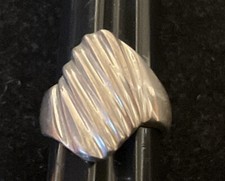Heavy Mexican sterling silver vintage modernist estate ring size 7.5