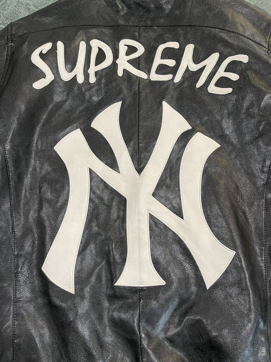 Supreme NewYork Yankees 47 brand LEATHER VARSITY JACKET Used