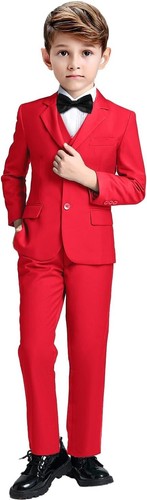 Flower Boy's Suits Casual Formal Tuxedo Blazer Pant Vest Slim Fit Three Pieces - Picture 23 of 27