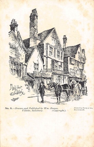 A771 England Art Old Houses in Market Street Carriage Salisbury vintage postcard