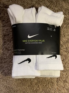 New Nike Dri Fit Everyday Plus Cushion Crew Socks 6 Pair L 8-12 SX6897-100 | eBay
