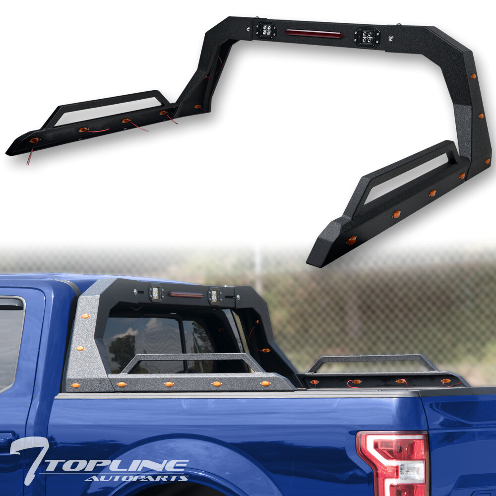 Truck Roll Bar Chase Rack Adjustable With 6 Amber Auxiliary Side Marker Lamps Universal Fit For Pickup Trucks Wkld2359