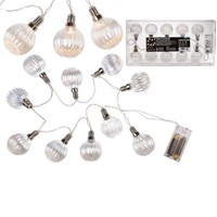 10 Er Led Lichterkette Glas Kugeln Ca. 120 Cm Batterie Betrieben WarmweißE Leds