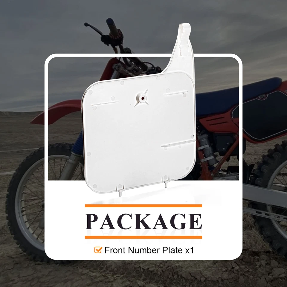 Placa de matrícula delantera de plástico blanco para Honda CR125R CR250R CR500R XR200R 1985-1994 Foto 2 de 4