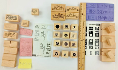 Lot of 35 Stamps Shapes Borders Frames Stampin' Up Wooden Rubber Scrapbooking
