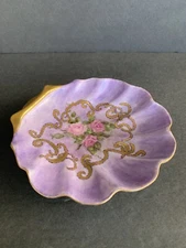 Purple hand painted shell 6” decorative plate