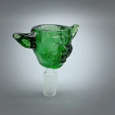 Premium Thick 14mm male Glass Yoda Bong Bowl Slide Holder Large Capacity Green