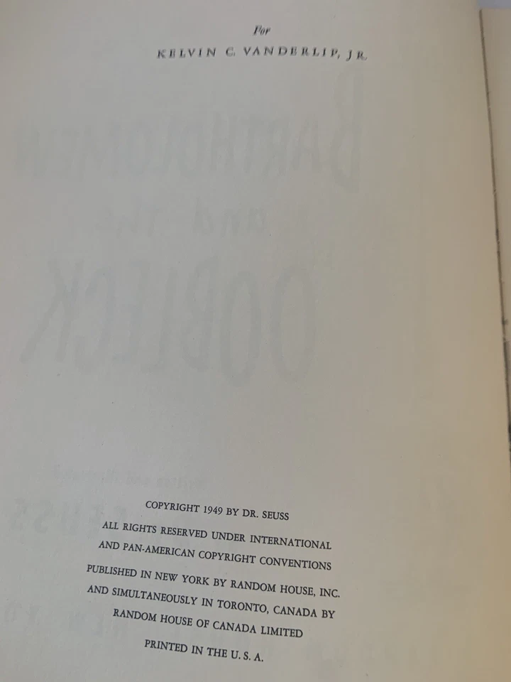 Dr Seuss or Theodor Seuss Geisel / BARTHOLOMEW AND THE OOBLECK 1st Edition 1949 Foto 4 de 4