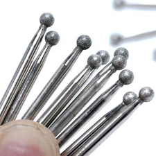 30Pcs Round Diamond Carving Burrs 4mm Ball Grinding Bits 1/8" Shank for Dremel