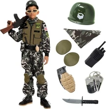 Spooktacular Creations Kids Camouflage Army Soldier Costume, Halloween Tactical