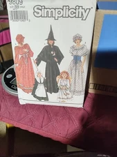 Simplicity 9809 Girls Halloween Costumes Angel Witch Pilgrim Sewing Patten 2-12