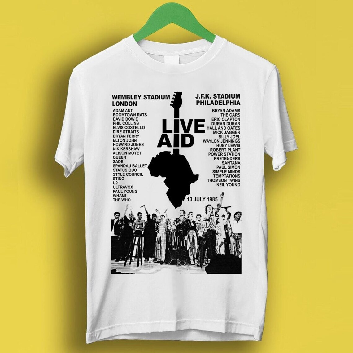 Live Aid Concert Music Gig Event Live 1985 Wembley 80s Gift Tee T