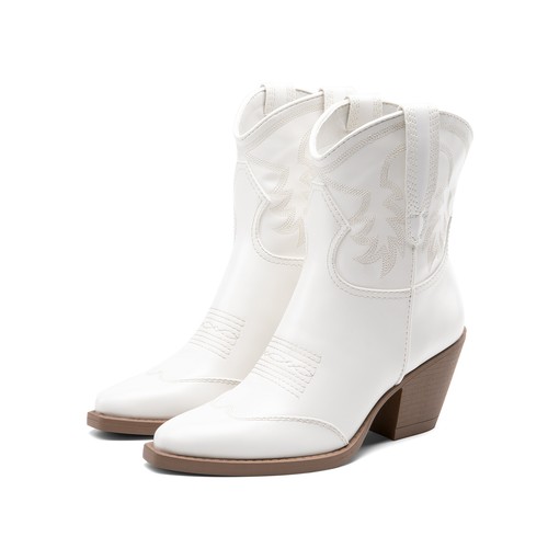 Women's Cowboy Boots Retro Embroidery Pointed Toe Cuban Heel Western Boots