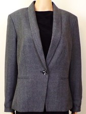 JOHN MEYER COLLECTION size 12 gray glen-plaid blazer or suit jacket 100 polyest