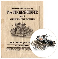 Blickensderfer No.6 Typewriter Instruction Manual User Repro Antique Vtg