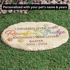 Personalized RAINBOW BRIDGE Pet Memorial Grave Marker Garden Stepping Stone