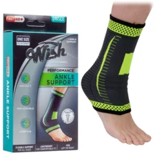 WISH Ankle Support Brace Stretch Compression Sleeves Fit Left or Right One Size