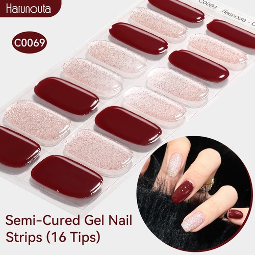 Tiras de uñas de gel Harunouta deslizantes adhesivo impermeable cubierta completa pegatinas de gel - Imagen 10 de 32