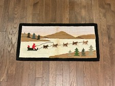 Vintage Quebec Labrador Handicrafts Hooked Mat