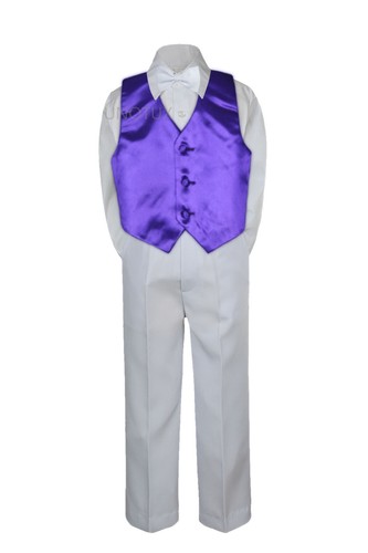 23 Color Pick Boys Suit Vest Set Baby Toddler Kid Formal White Bow Tie Pants S-7 - Picture 9 of 24
