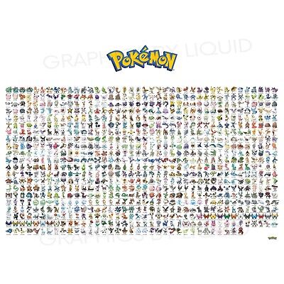 Pokemon Full Pokedex 1-816 Gen 1 To Gen 8 Poster Art Print - A3 Size