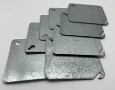 Lot of 8,  Steel City, 4-Inch Metallic Blank Square Electrical Box Cover - NEW