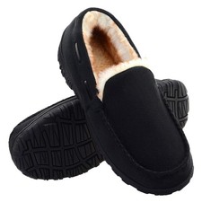 Men's Memory Foam Moccasin Slippers Warm Plush Indoor Outdoor House Shoes Gift