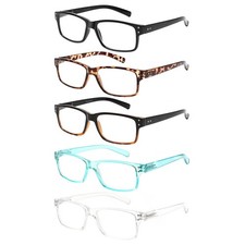  5 Pack Mix Color -3, 4.50 Reading Glasses 5 Pairs Quality Readers Spring Hinge