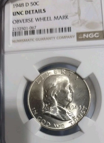 1948-D Franklin Silver Half Dollar NGC Uncirculated 50c US Mint Coin