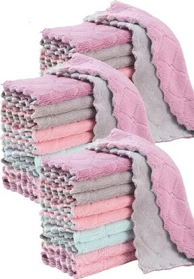 24 Pack Kitchen Dish Cloths Dish Towels, Super Soft and Absorbent Coral Fleece