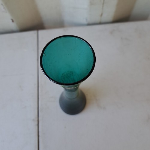 Vaso in vetro verde Empoli vintage fiorentino made in Italy 10" - Foto 4 di 4