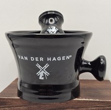 Van Der Hagen Dutch Windmill Black Ceramic Shaving Mug with Brush