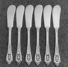 Wallace Rose Point Sterling Flat Handle Butter Spreaders, Set of 6 . 5.01 OZ