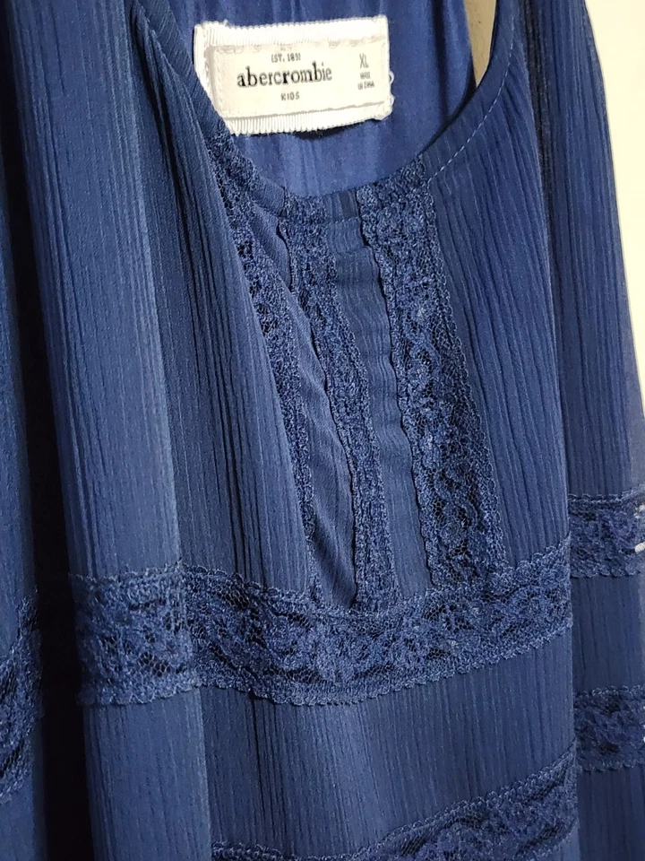 Vestido Razorback Abercrombie Infantil Menina Adolescente Azul Sem Mangas - Tamanho XL - Imagem 3 de 4