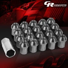 JDM GUN METAL 20PCS M12X1.25 25MM OD 35MM TALL CLOSED END ALUMINUM LUG NUTS+KEY