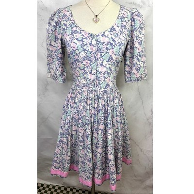 pastel tea dress Tea-length pastel Pink Floral dress, Glow-Up XXL / 12 / Pink Floral