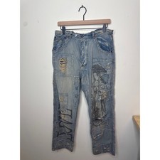MAGNOLIA PEARL Guadalupe Ranchero Pant 268 Denim Distressed Jeans ONE SIZE