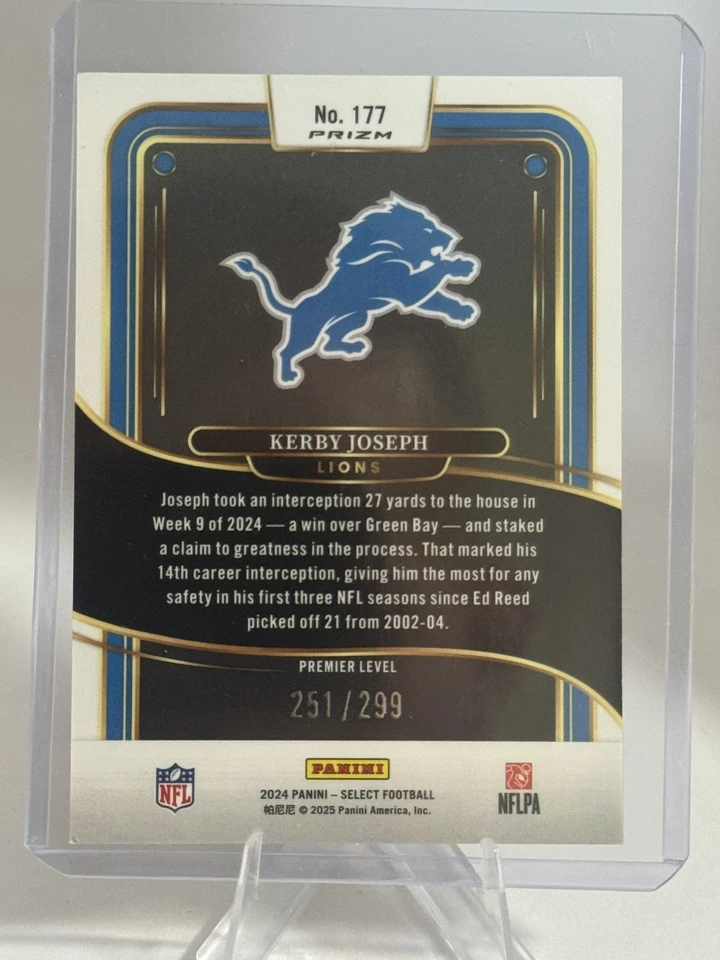 2024 Panini Select - Premier Level Kerby Joseph Copper Shock /299 - Image 2 of 2