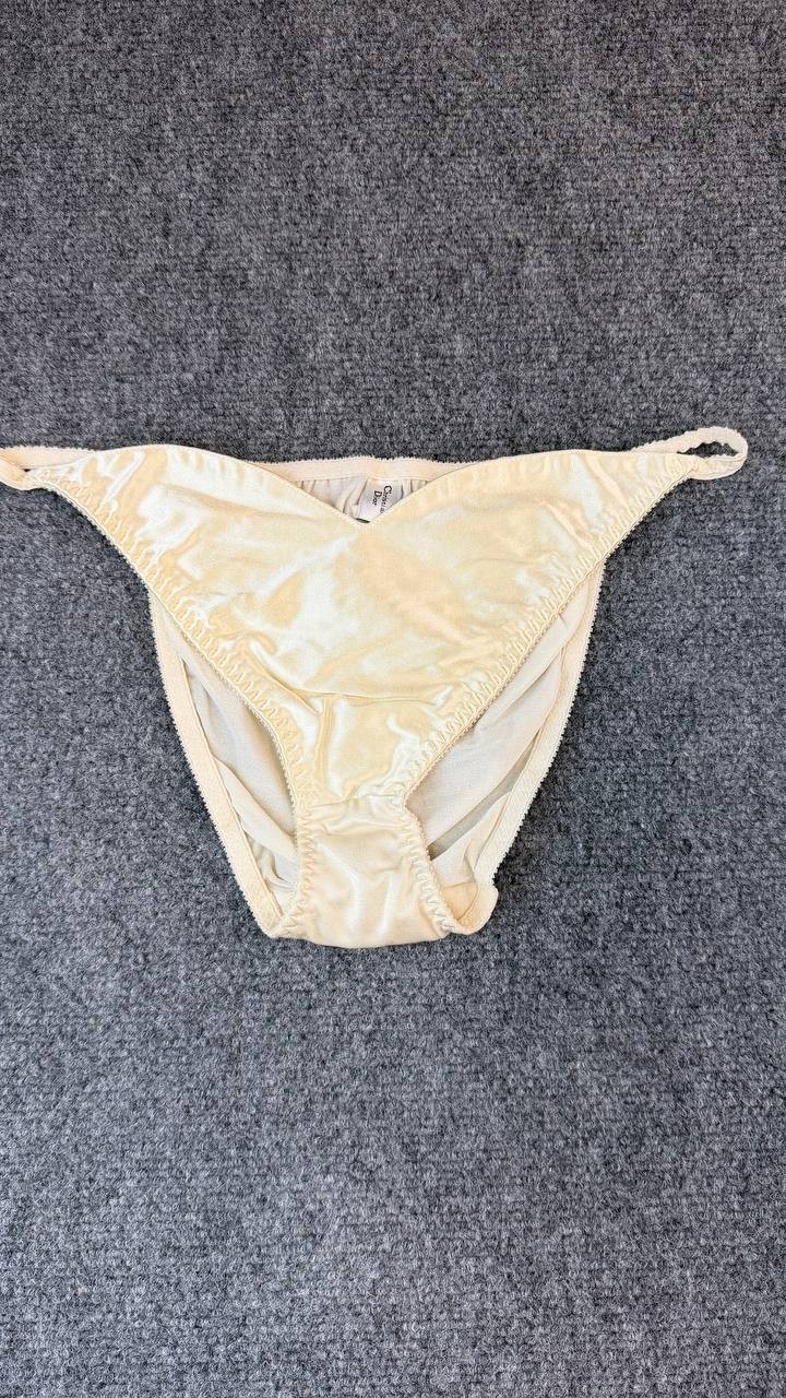 Vintage Christian Dior Satin Bikini Panties Ivory Size L Style 4402
