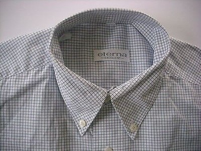 ETERNA EXCELLENT Business-Hemd weiß blau kariert langarm Gr.38 TOP #C4643