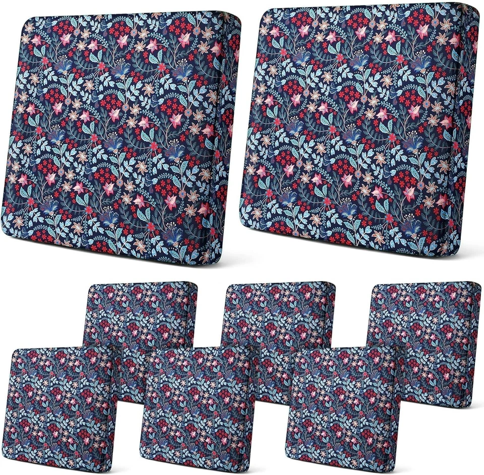 Fundas de cojín elásticas para patio de 8 piezas en cachemira - Protector exterior estilo retro Foto 3 de 4