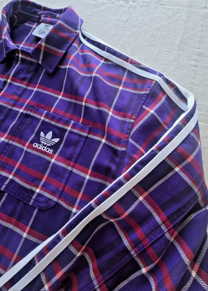 Sobrecamisa de franela a cuadros de alta resistencia Adidas x Korn auténtica para hombre nueva sin etiquetas (M) Foto 4 de 4