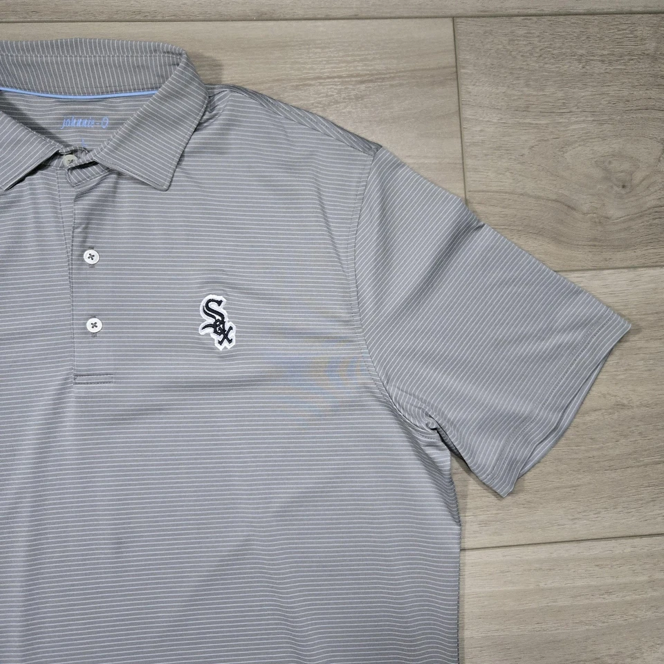Camisa polo de béisbol Johnnie O Chicago White Sox para hombre grande gris a rayas MLB Foto 3 de 4