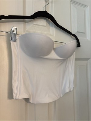 Ambrielle 34A Strapless White Bustier Corset With Padded Cups & Hook Closures