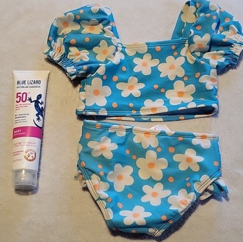 New Girls Swimsuit Bundle Size 2 T Gabby's playhouse, cat & jack, and Sunscreen - Picture 10 of 12