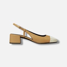 Tory Burch Women’s Beige Cap-Toe Slingback Pumps Shoes Size 8M