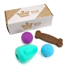 Chew King Dog Toy Box Large - Durable Fetch Balls, Treater and Chewing Toy